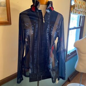Damee Inc. Sheer Navy Zip-Up Jacket Small NWT